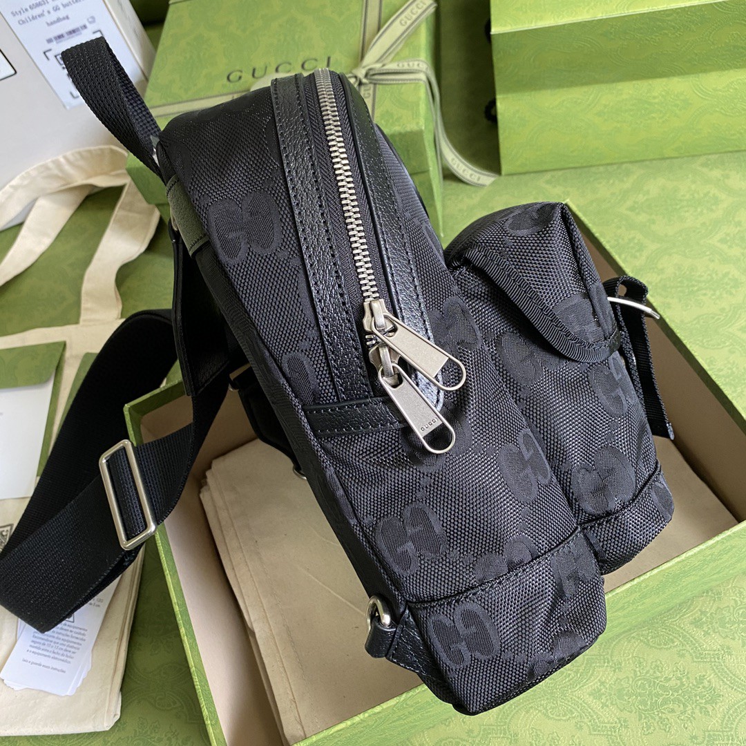 Gucci Off The Grid Sling Backpack Black GG Nylon For Men 11in/27cm 658631HUN 1000