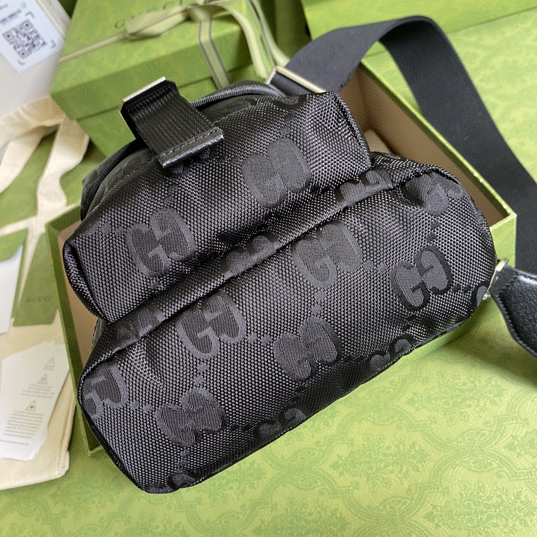 Gucci Off The Grid Sling Backpack Black GG Nylon For Men 11in/27cm 658631HUN 1000