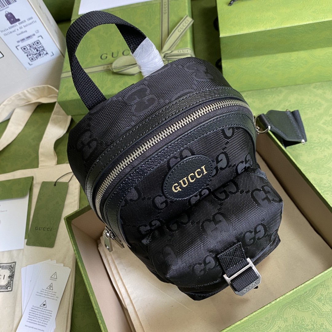 Gucci Off The Grid Sling Backpack Black GG Nylon For Men 11in/27cm 658631HUN 1000