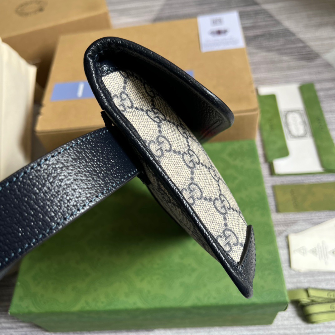 Gucci Ophidia Belt Bag Beige And Blue GG Supreme Canvas For Men  8.7in/22cm GG 674081 96IWN 4076