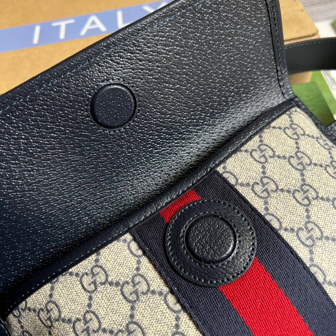 Gucci Ophidia Belt Bag Beige And Blue GG Supreme Canvas For Men  8.7in/22cm GG 674081 96IWN 4076