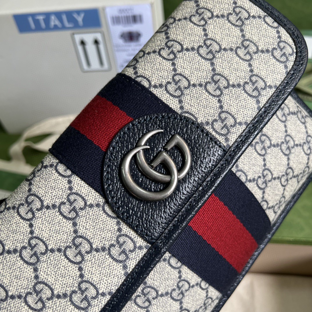 Gucci Ophidia Belt Bag Beige And Blue GG Supreme Canvas For Men 9in/22cm GG 674081 96IWN 4076