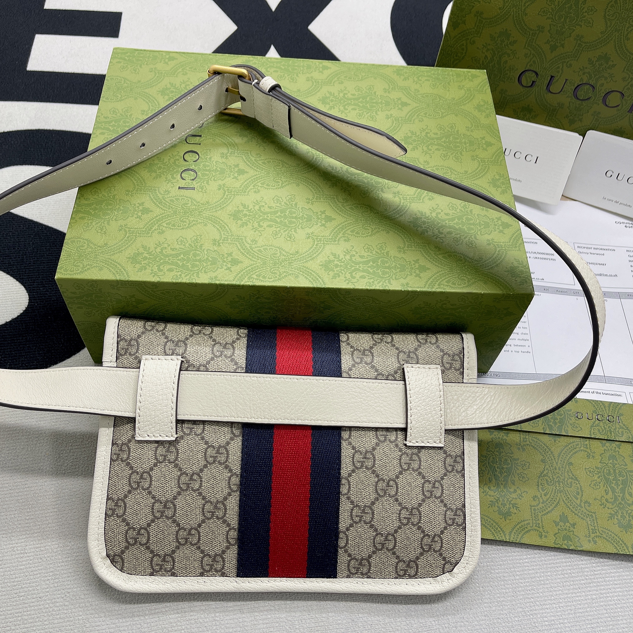 Gucci Ophidia Belt Bag Beige And Ebony GG Supreme Canvas, A Material With Low Environmental Impact For Men  8.7in/22cm GG 674081 96IWT 9794