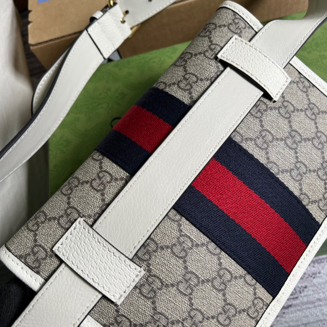 Gucci Ophidia Belt Bag Beige And Ebony GG Supreme Canvas, A Material With Low Environmental Impact For Men  8.7in/22cm GG 674081 96IWT 9794