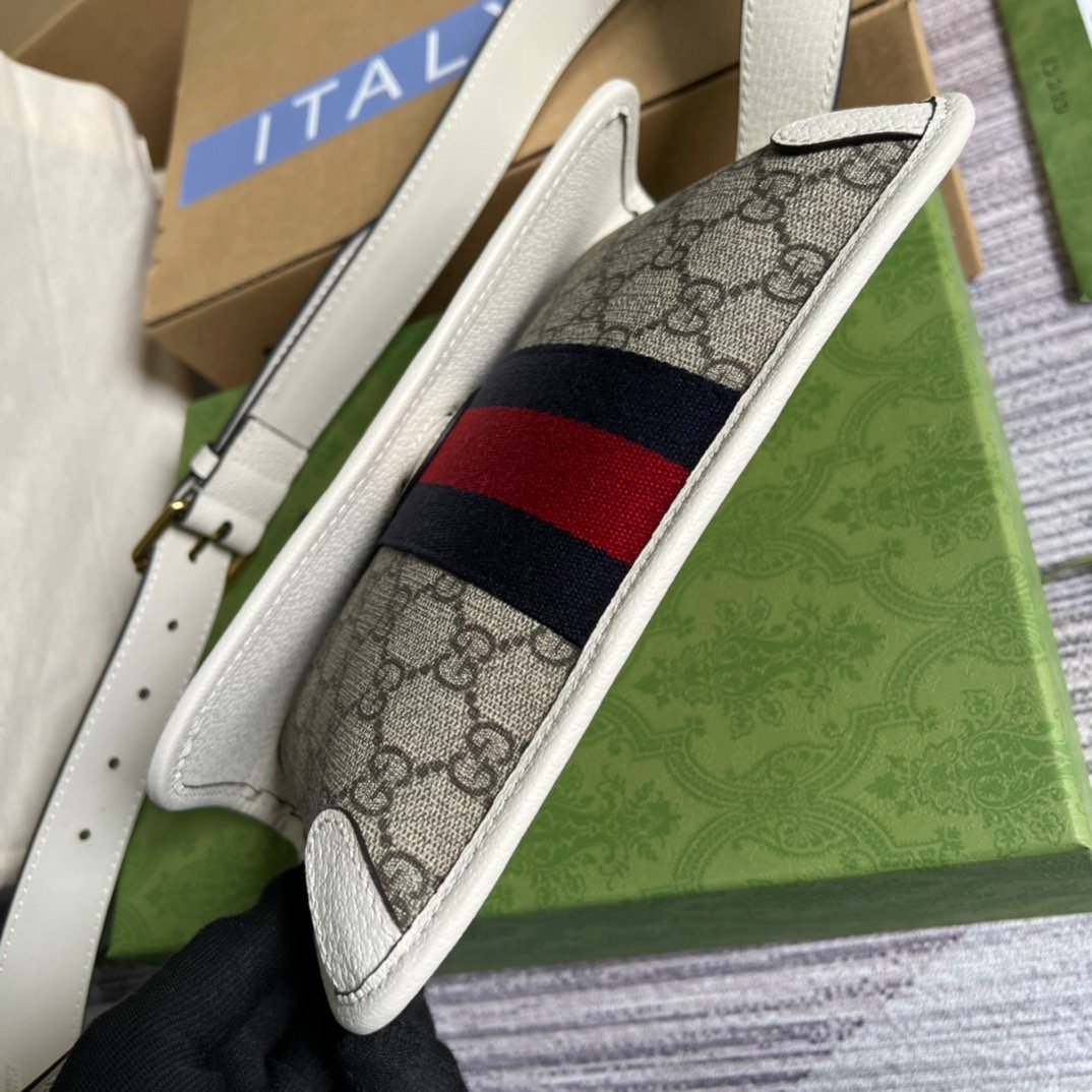 Gucci Ophidia Belt Bag Beige And Ebony GG Supreme Canvas, A Material With Low Environmental Impact For Men  8.7in/22cm GG 674081 96IWT 9794