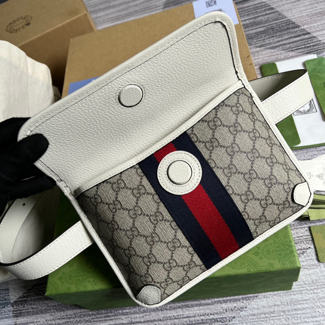 Gucci Ophidia Belt Bag Beige And Ebony GG Supreme Canvas, A Material With Low Environmental Impact For Men  8.7in/22cm GG 674081 96IWT 9794