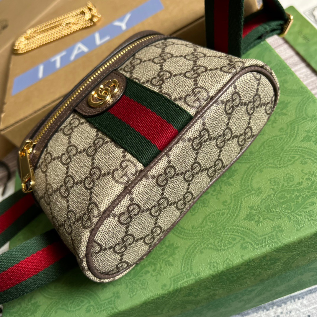 Gucci Ophidia Belt Bag With Web Beige/Ebony Soft GG Supreme Canvas  For Men 7.1in/18cm GG 699765 96IWG 8745