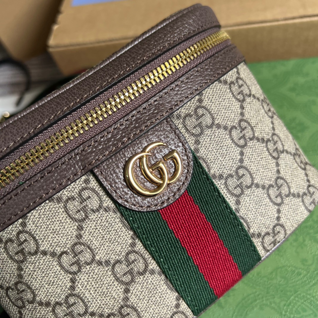 Gucci Ophidia Belt Bag With Web Beige/Ebony Soft GG Supreme Canvas  For Men 7.1in/18cm GG 699765 96IWG 8745