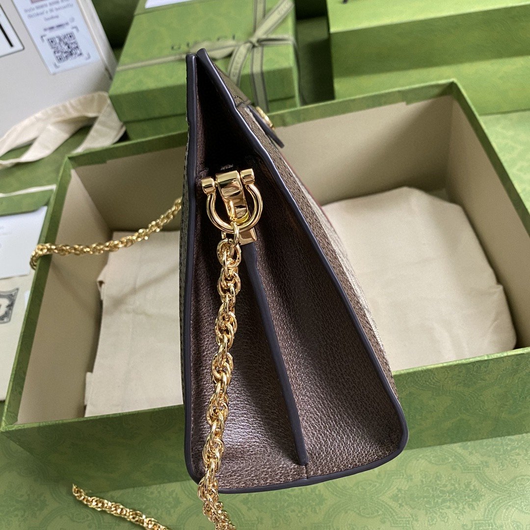 Gucci Ophidia GG Medium Shoulder Bag Beige/Ebony GG Supreme Canvas Green And Red Web For Women 13in/32.5cm
