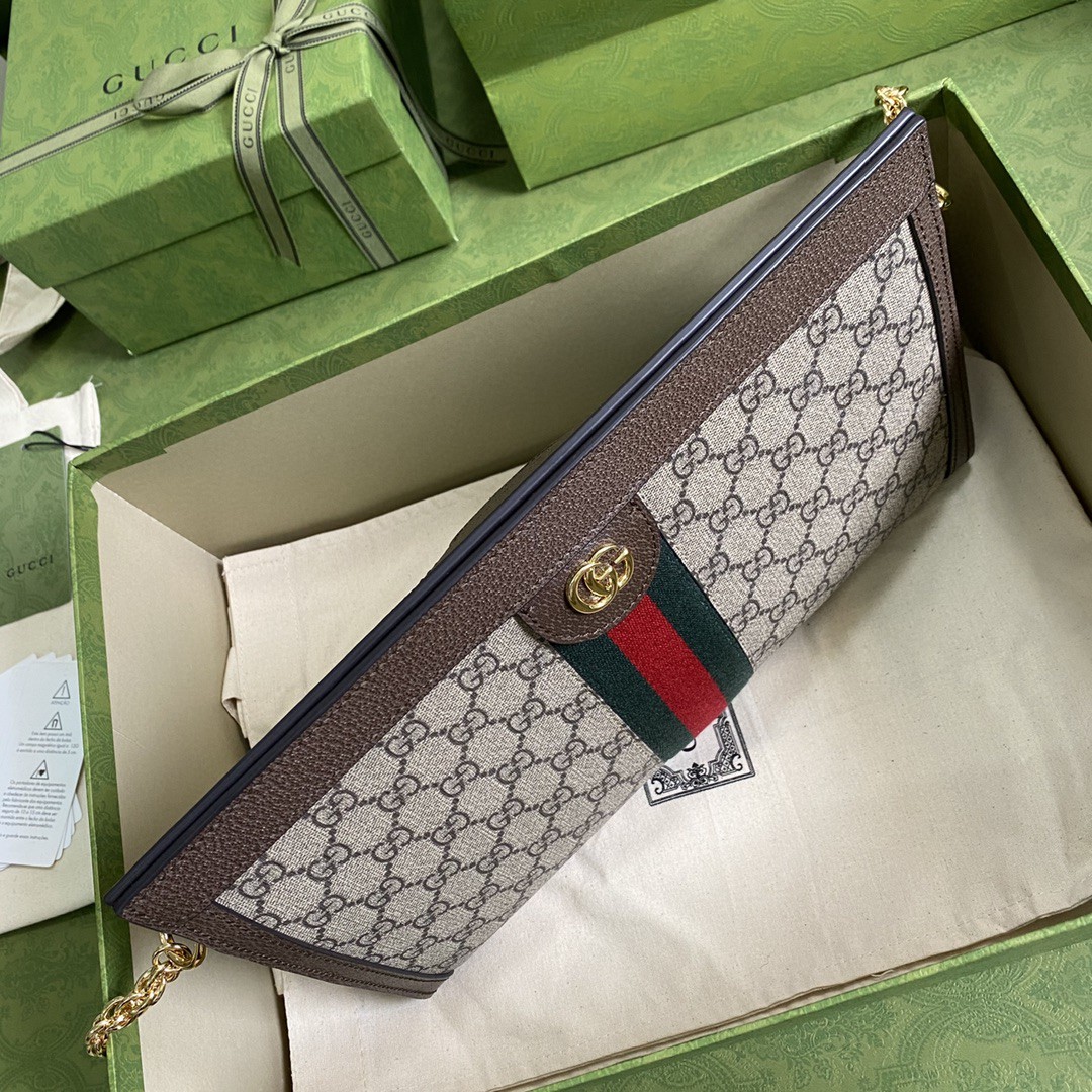 Gucci Ophidia GG Medium Shoulder Bag Beige/Ebony GG Supreme Canvas Green And Red Web For Women 13in/32.5cm