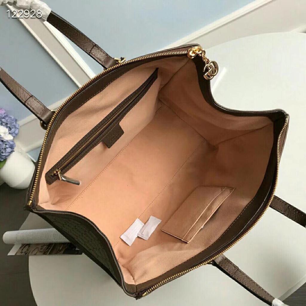 Gucci Ophidia GG Medium Tote Bag Beige/Ebony GG Supreme Canvas With Brown For Women 13in/33cm