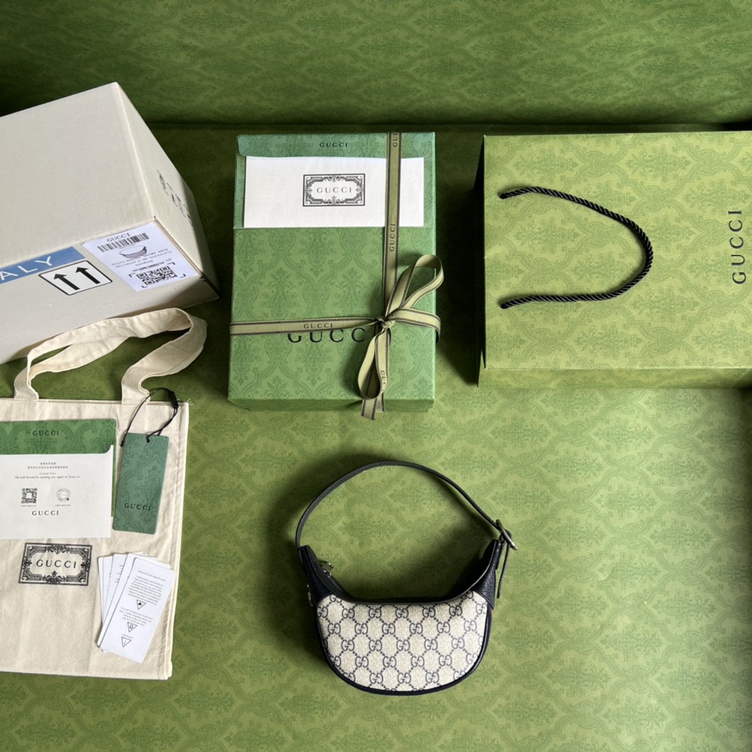 Gucci Ophidia GG Mini Bag Beige And Blue GG Supreme Canvas For Women 7.9in/20cm GG 658551 96IWN 4076