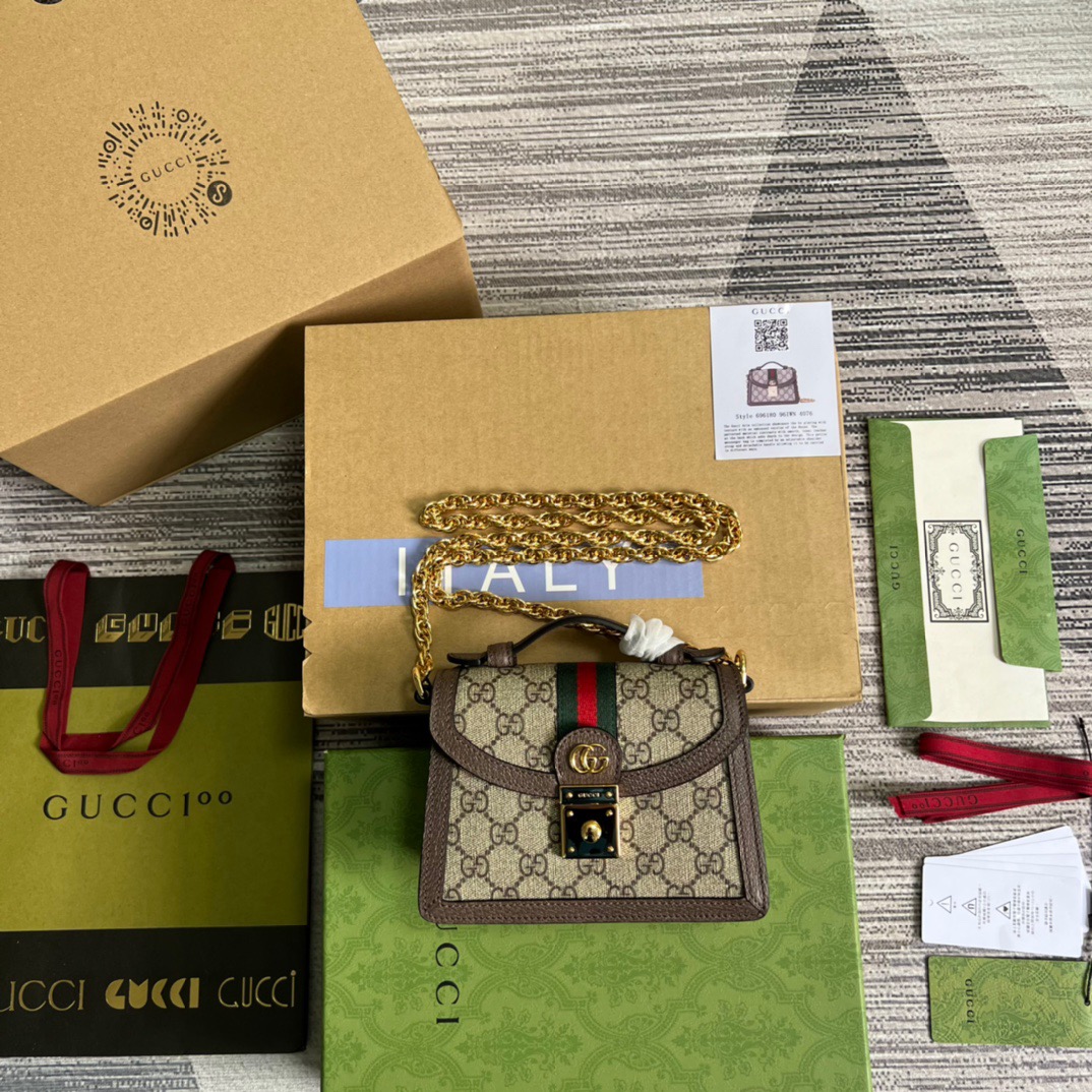 Gucci Ophidia GG Mini Shoulder Bag Beige For Women, Women’s Bags 6.9in/18cm GG 696180 96IWG 8745