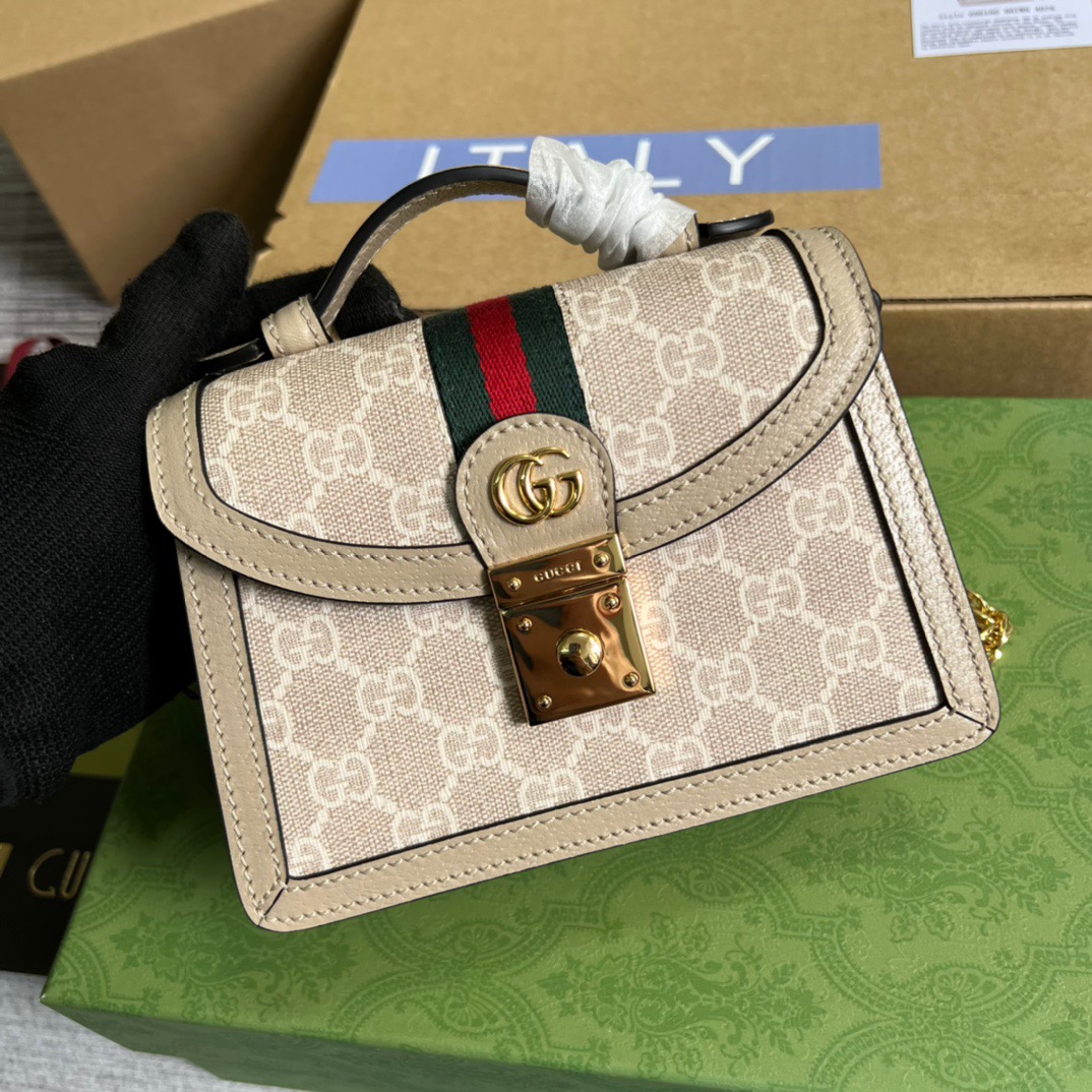 Gucci Ophidia GG Mini Shoulder Bag Beige For Women, Women’s Bags 6.9in/18cm GG 696180 UULAG 9682