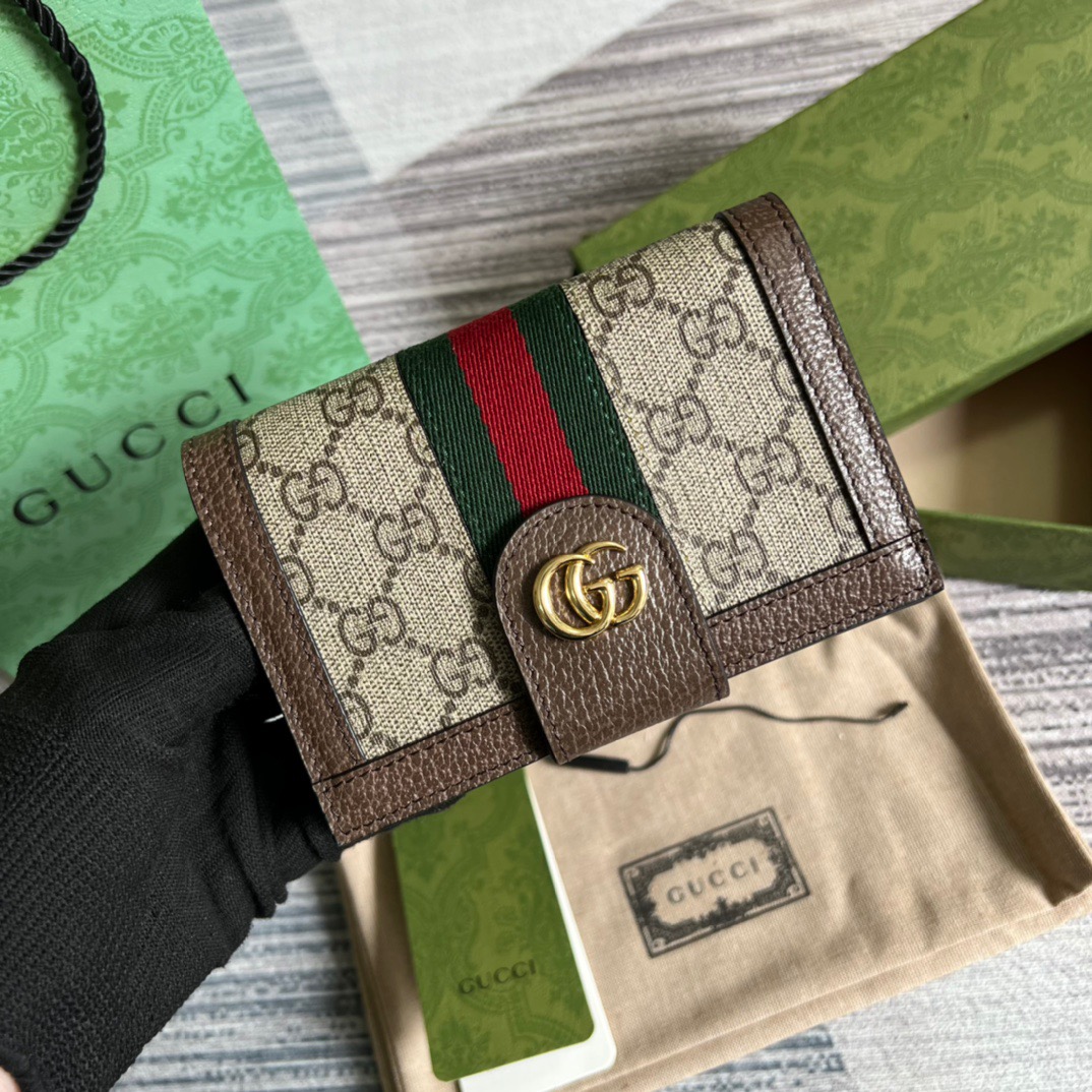 Gucci Ophidia GG Passport Case Supreme Canvas Beige For Women? 5.7in/14.5cm 598914 96IWG 8745