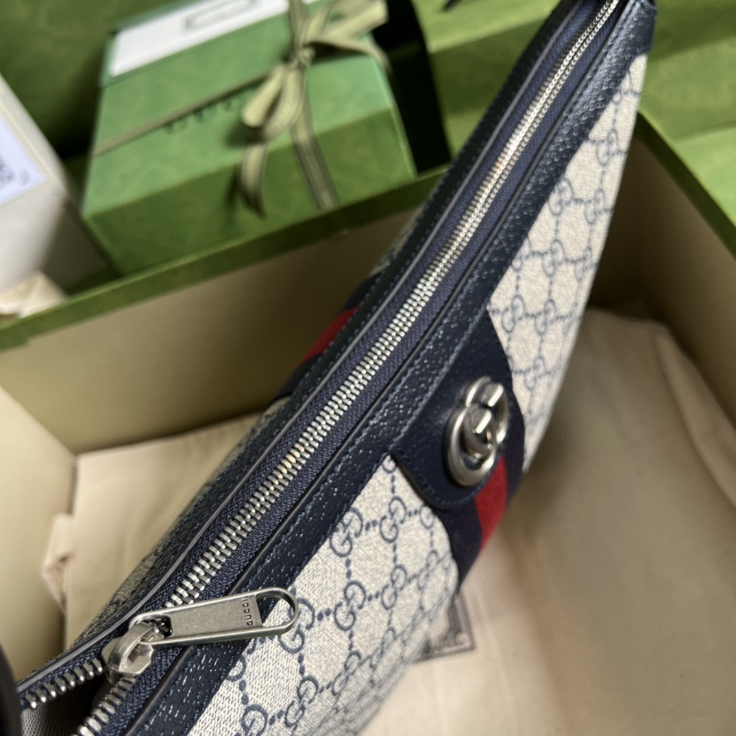 Gucci Ophidia GG Small Shoulder Bag Beige And Blue GG Supreme Canvas For Women 12in/30cm 598125 2ZGMN 4076