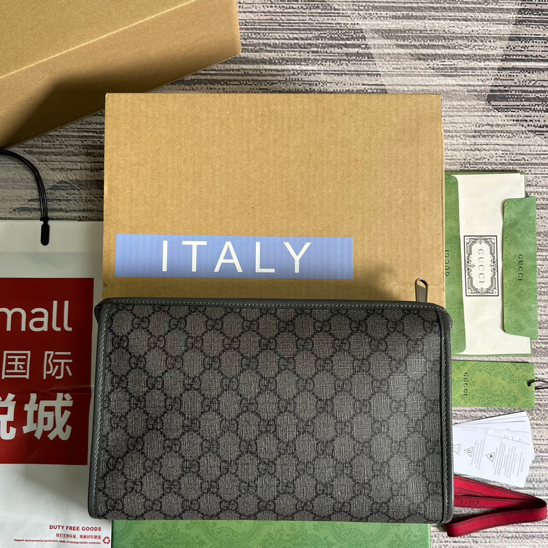 Gucci Ophidia GG Toiletry Case Supreme Canvas Grey For Men 11.2in/28.5cm ???598234 UULBN 1244