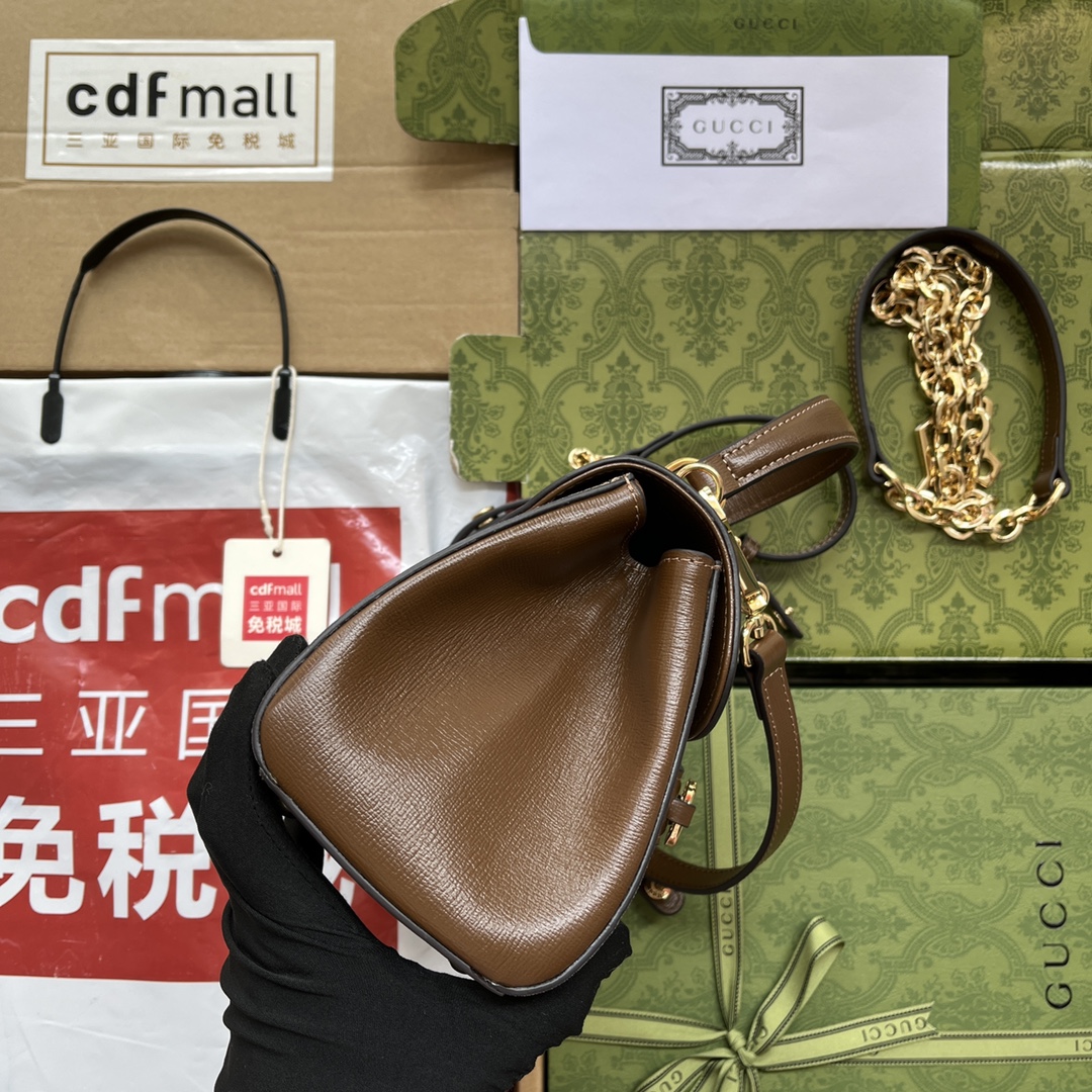 Gucci Ophidia Gucci Horsebit 1955 Mini Bag Light Brown And Beige For Women, Women’s Bags 8.6in/22cm GG 703848 9AAAJ 8563