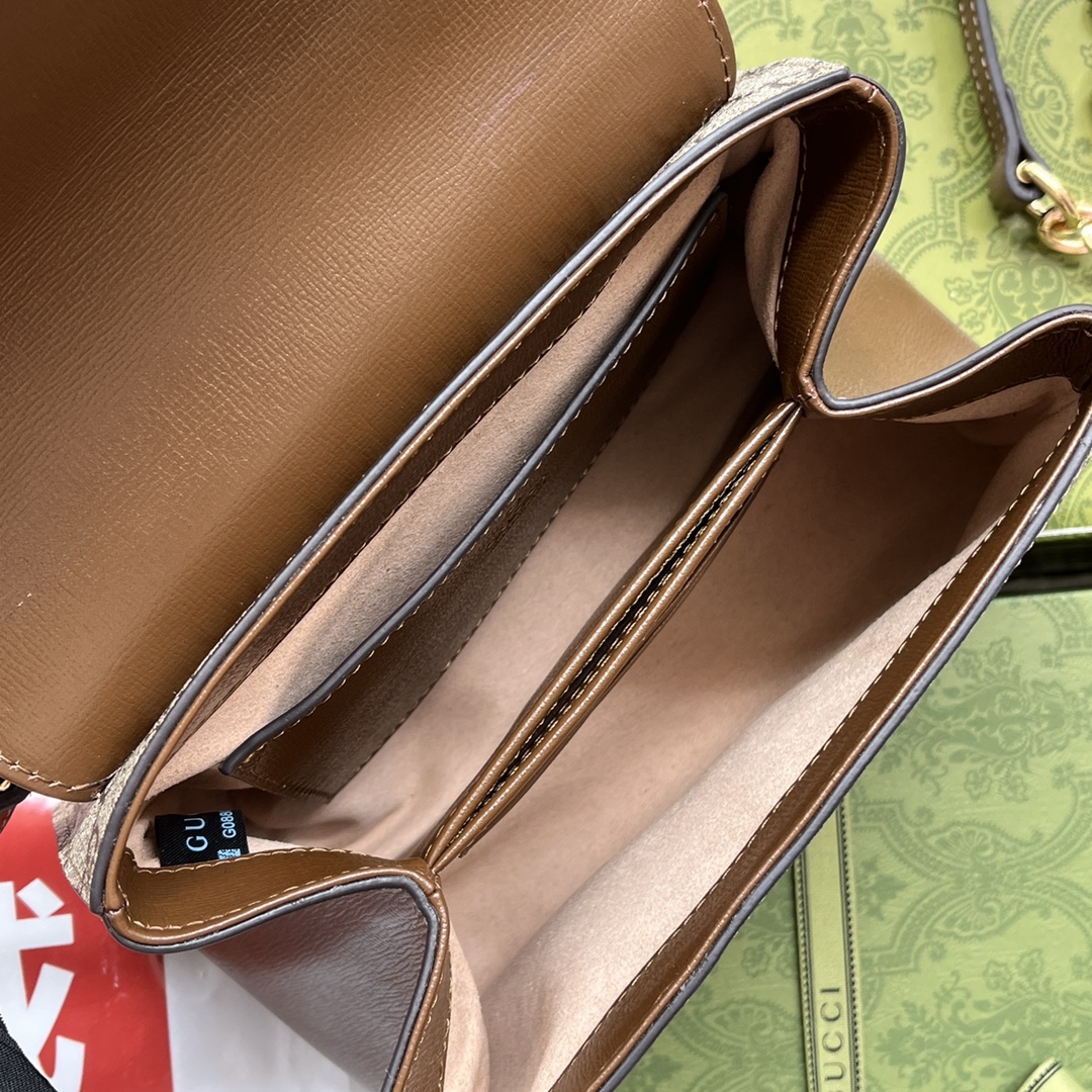 Gucci Ophidia Gucci Horsebit 1955 Mini Bag Light Brown And Beige For Women, Women’s Bags 8.6in/22cm GG 703848 9AAAJ 8563