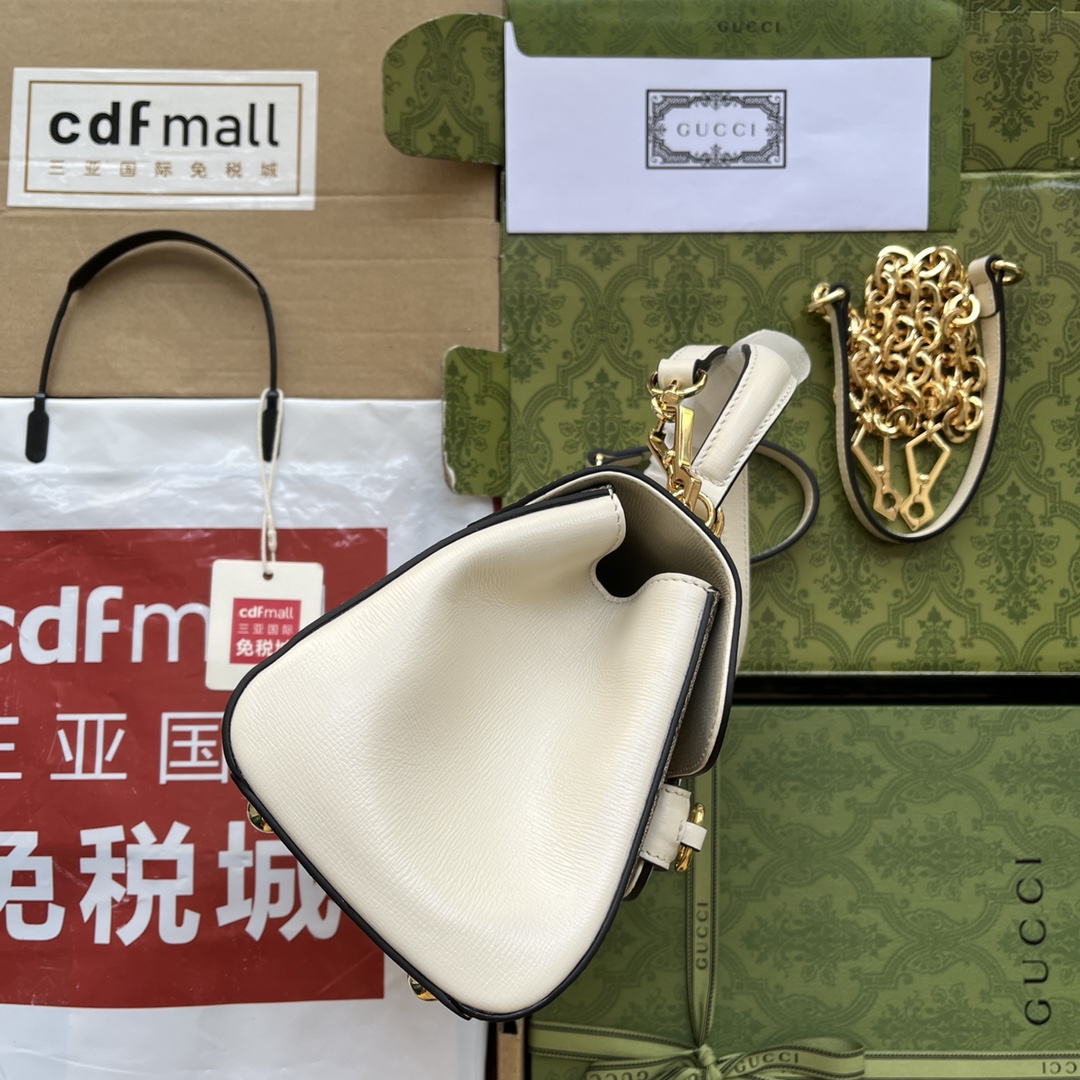 Gucci Ophidia Gucci Horsebit 1955 Mini Bag White And Beige For Women, Women’s Bags 8.6in/22cm GG