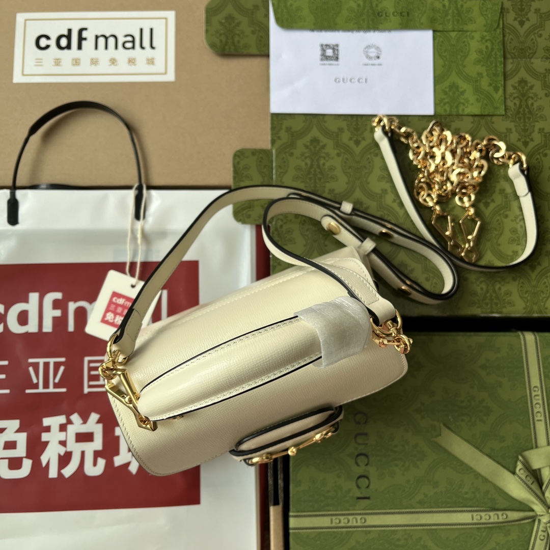 Gucci Ophidia Gucci Horsebit 1955 Mini Bag White For Women, Women’s Bags 8.6in/22cm GG