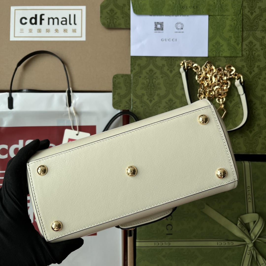 Gucci Ophidia Gucci Horsebit 1955 Mini Bag White For Women, Women’s Bags 8.6in/22cm GG