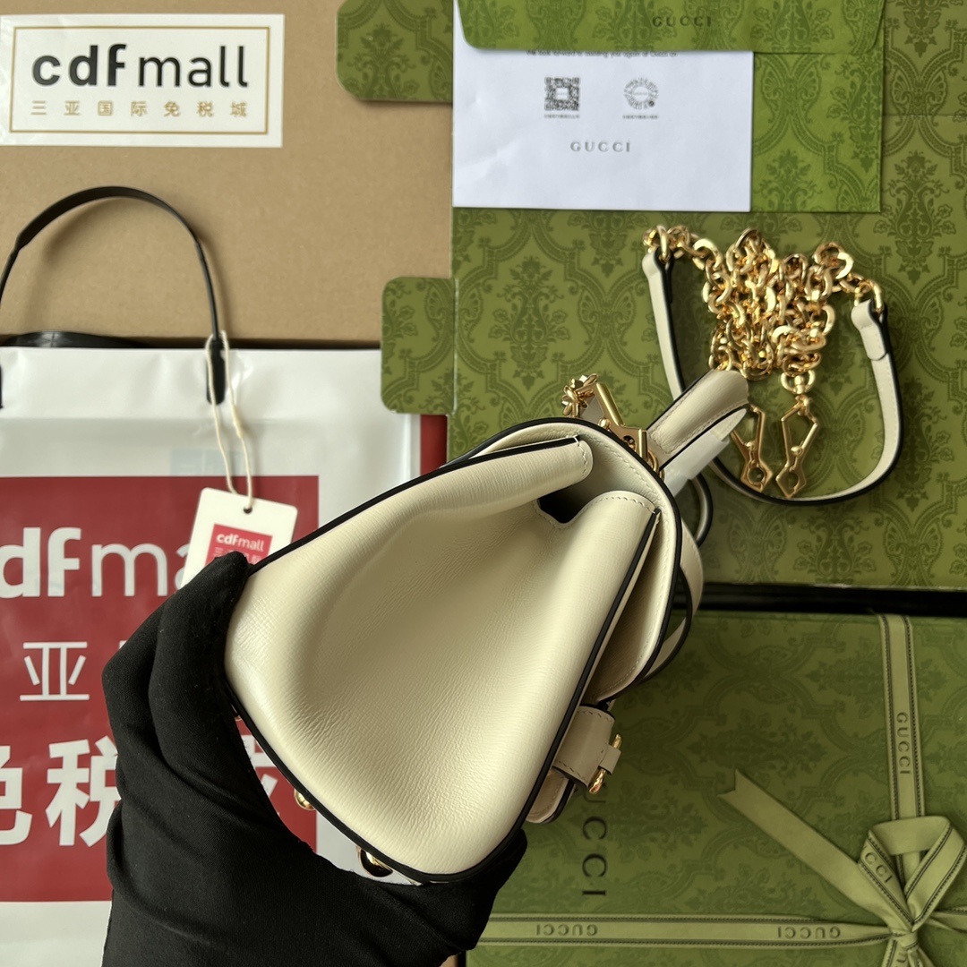 Gucci Ophidia Gucci Horsebit 1955 Mini Bag White For Women, Women’s Bags 8.6in/22cm GG