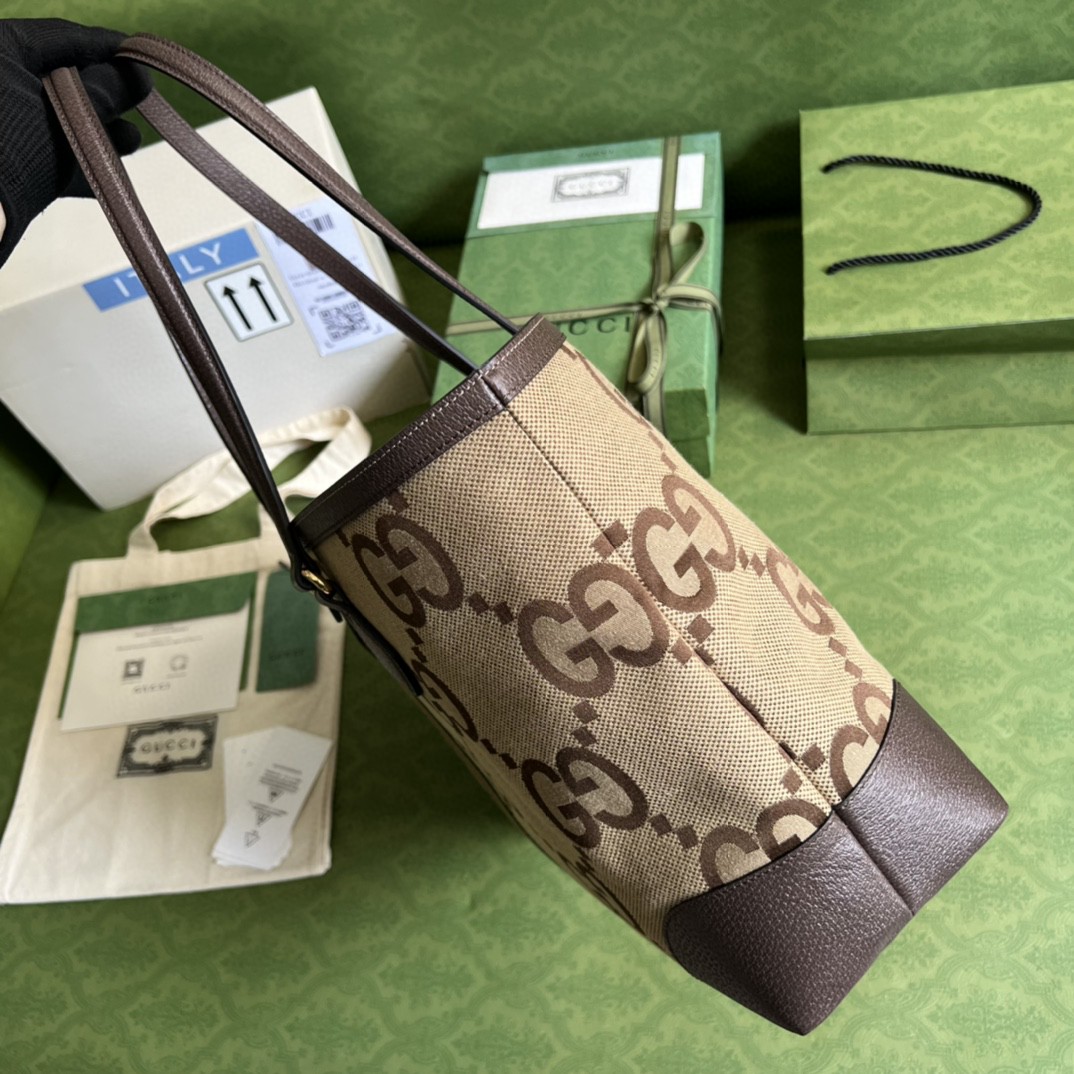Gucci Ophidia Jumbo GG Medium Tote Camel And Ebony Jumbo Canvas For Women 15in/38cm 631685 UKMDG 2570