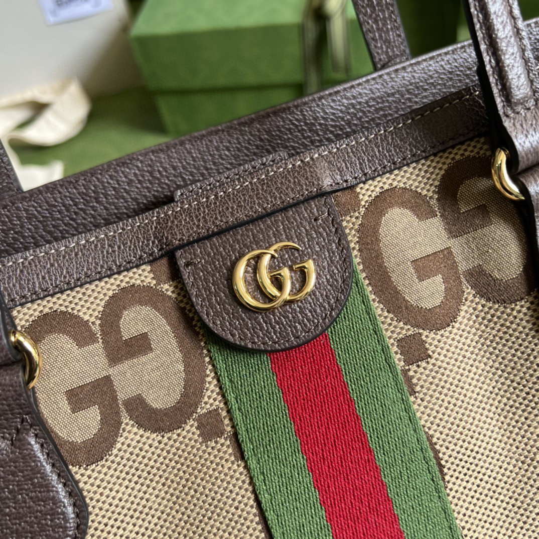 Gucci Ophidia Jumbo GG Medium Tote Camel And Ebony Jumbo Canvas For Women 15in/38cm 631685 UKMDG 2570