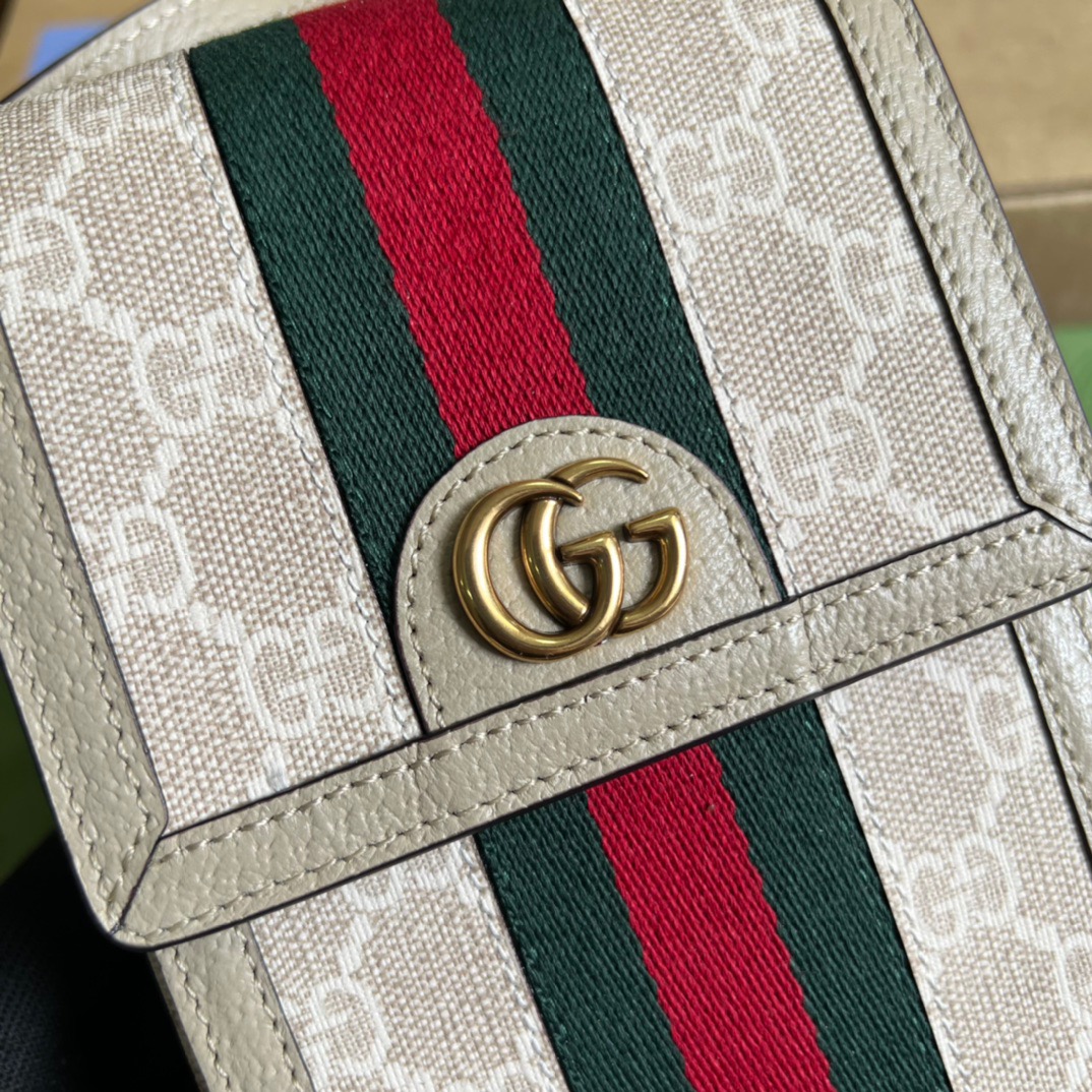 Gucci Ophidia Mini Bag Beige And White GG Supreme Canvas For Women  7in/17.5cm GG 