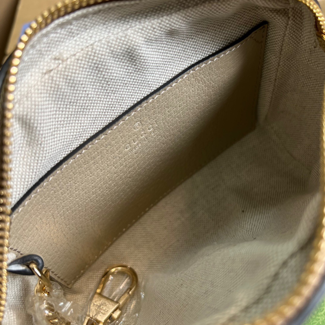 Gucci Ophidia Mini GG Bag Beige And Ebony GG Supreme Canvas, With Beige For Women  7in/17.5cm GG 