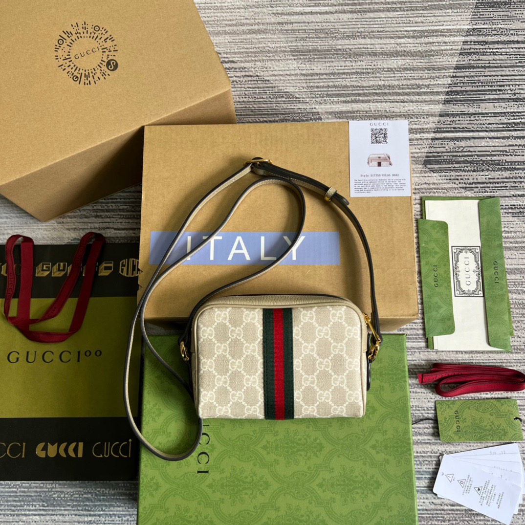Gucci Ophidia Mini GG Bag Beige And Ebony GG Supreme Canvas, With Beige For Women  7in/17.5cm GG 