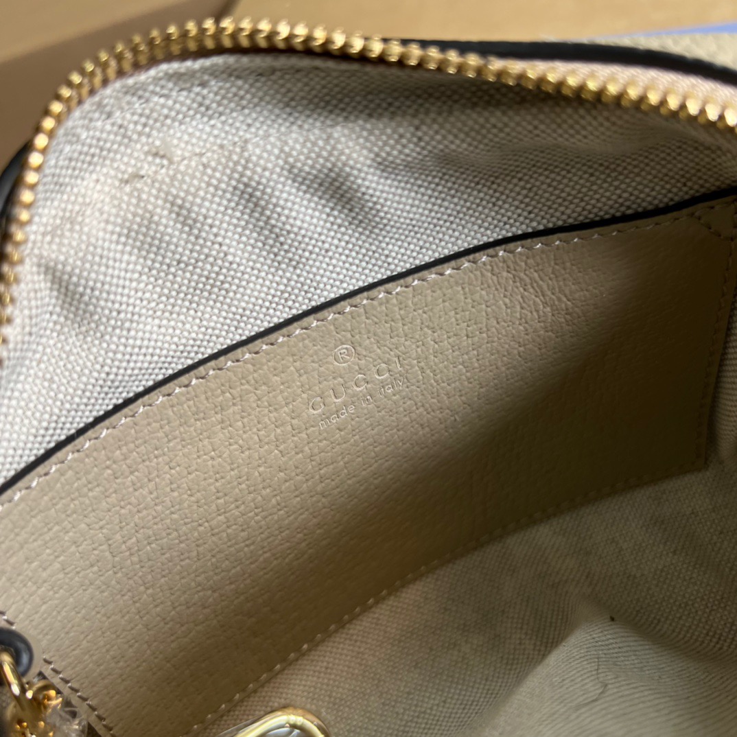 Gucci Ophidia Mini GG Bag Beige And Ebony GG Supreme Canvas, With Beige For Women  7in/17.5cm GG 