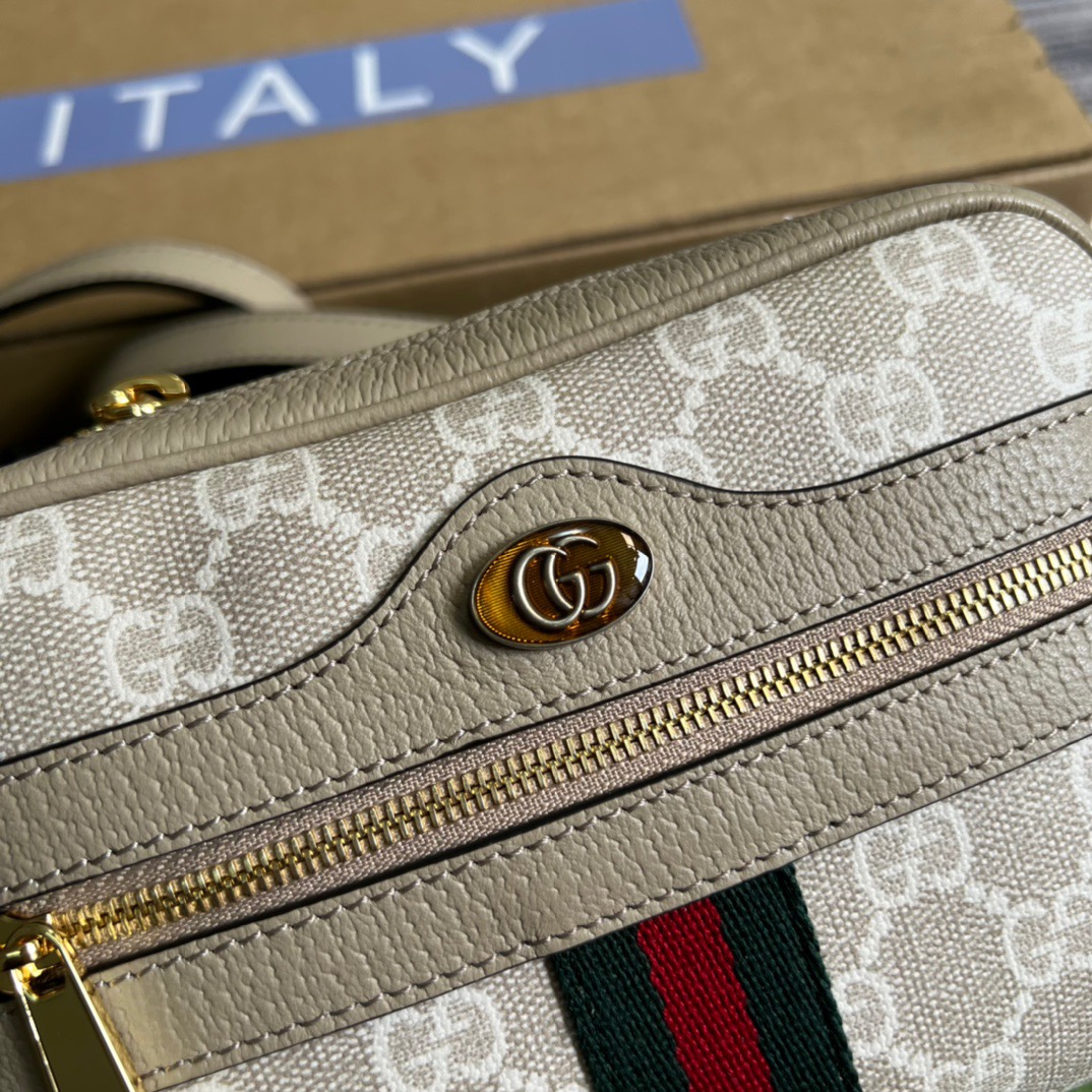 Gucci Ophidia Mini GG Bag Beige And Ebony GG Supreme Canvas, With Beige For Women  7in/17.5cm GG 