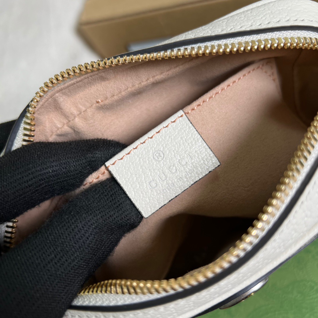Gucci Ophidia Mini GG Bag Beige And Ebony GG Supreme Canvas, With White For Women  7in/17.5cm GG 517350 96IWS 9794
