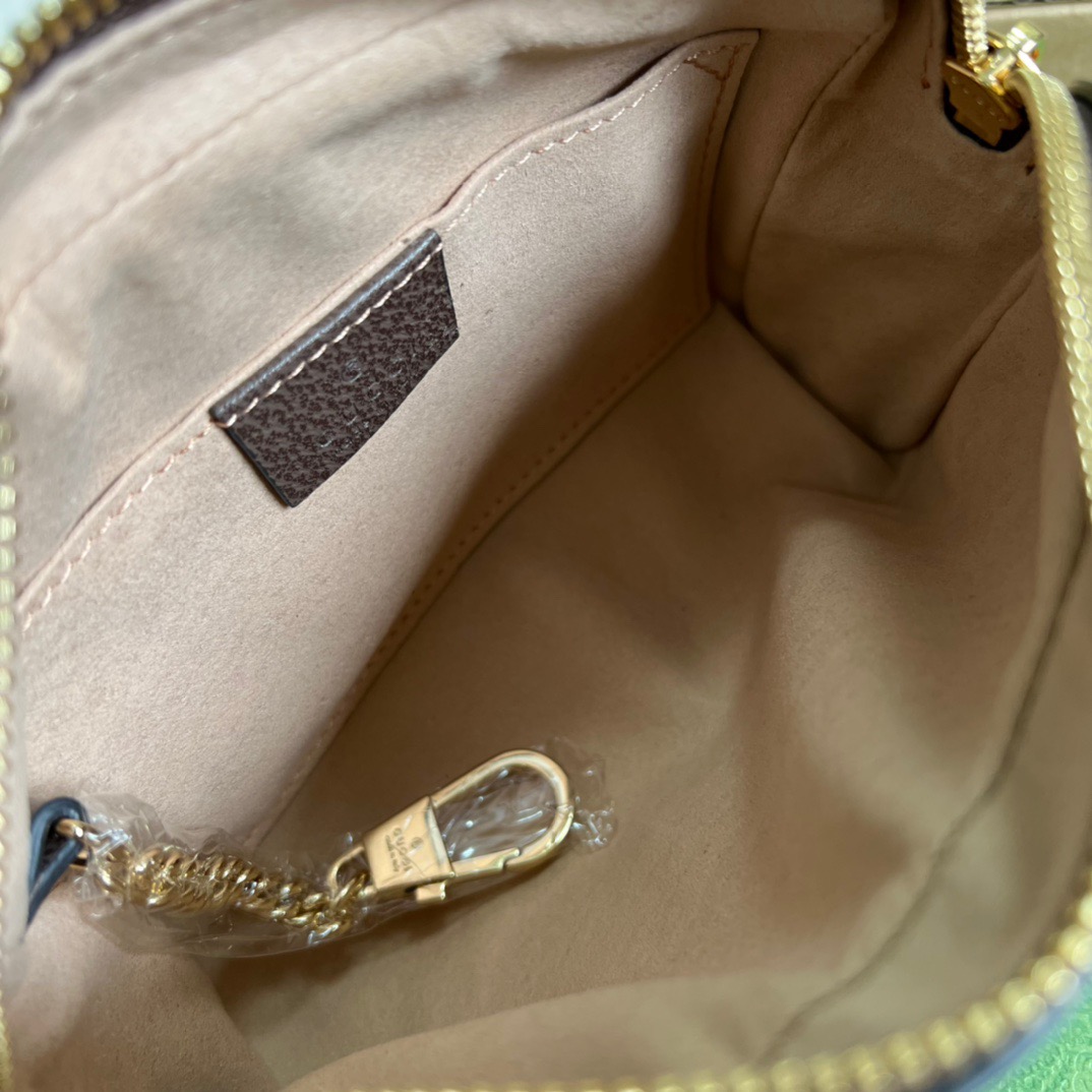 Gucci Ophidia Mini GG Bag Beige/Ebony GG Supreme Canvas With Brown For Women  7in/17.5cm GG 517350 96IWS 8745