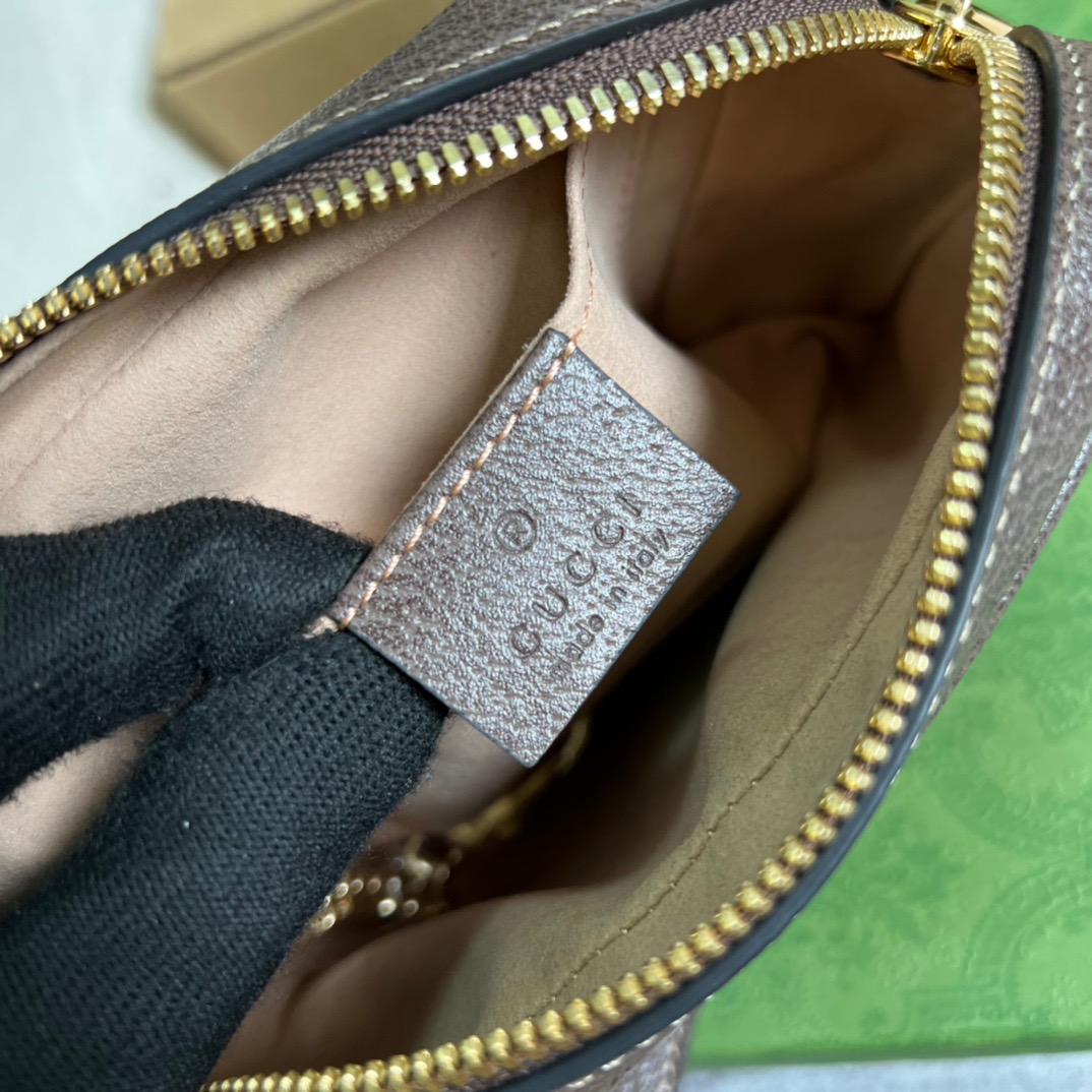 Gucci Ophidia Mini GG Bag Beige/Ebony GG Supreme Canvas With Brown For Women  7in/17.5cm GG 517350 96IWS 8745