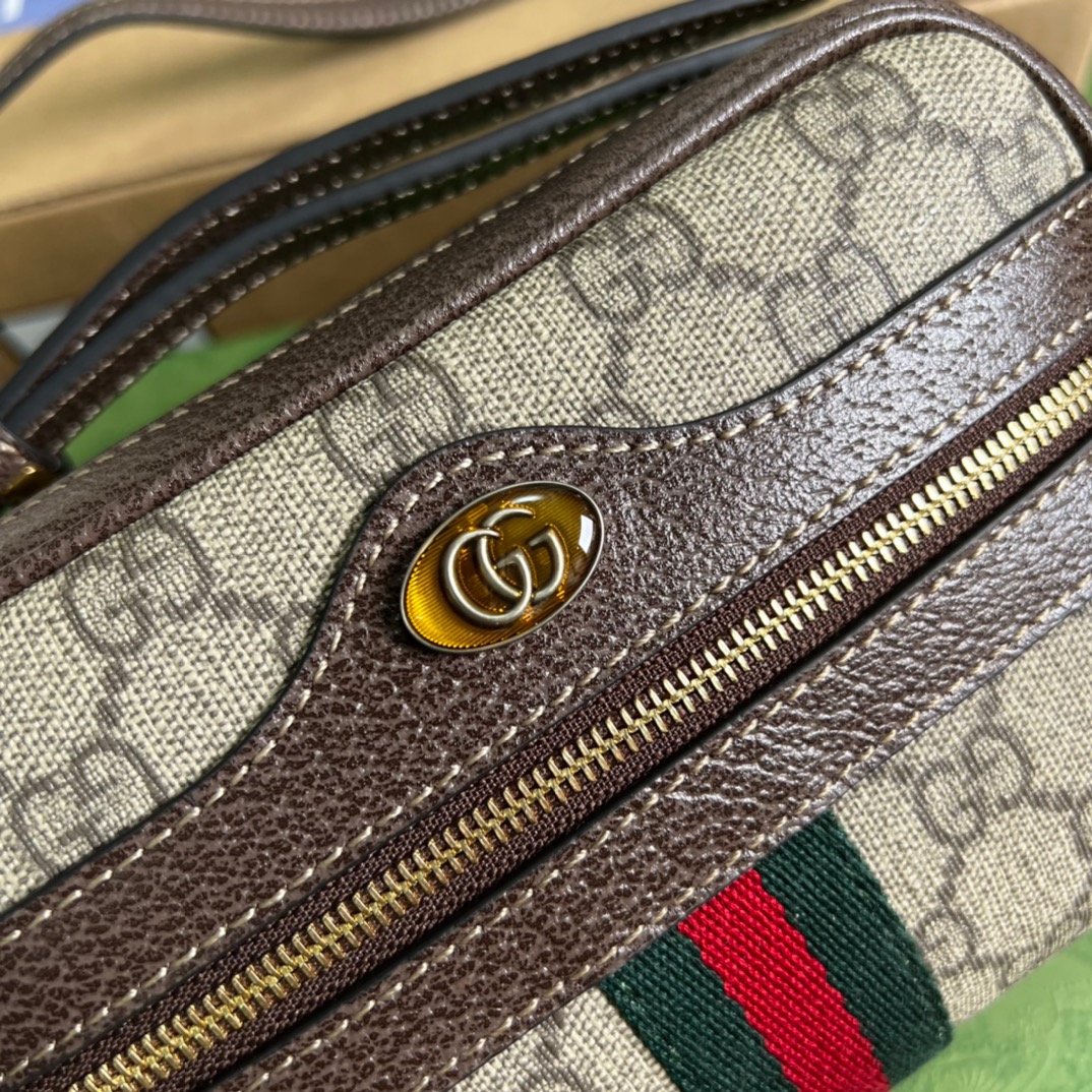 Gucci Ophidia Mini GG Bag Beige/Ebony GG Supreme Canvas With Brown For Women  7in/17.5cm GG 517350 96IWS 8745