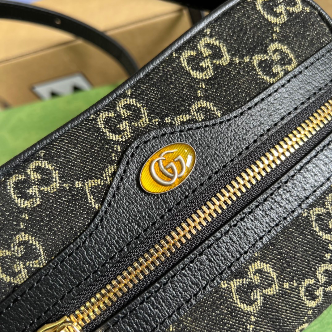 Gucci Ophidia Mini GG Bag Black And Ivory GG Denim Jacquard For Women  7in/17.5cm GG 517350 UN3BG 1274