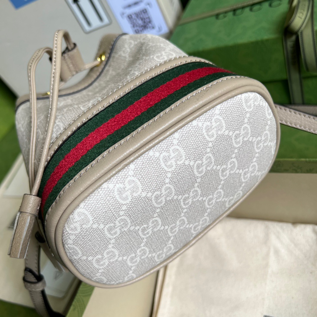 Gucci Ophidia Mini GG Bucket Bag White For Women, Women’s Bags 7.5in/19cm GG