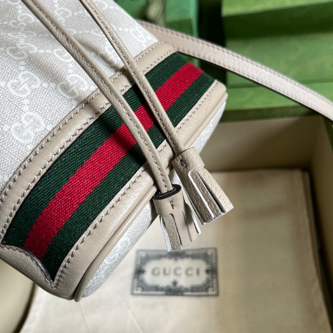 Gucci Ophidia Mini GG Bucket Bag White For Women, Women’s Bags 7.5in/19cm GG