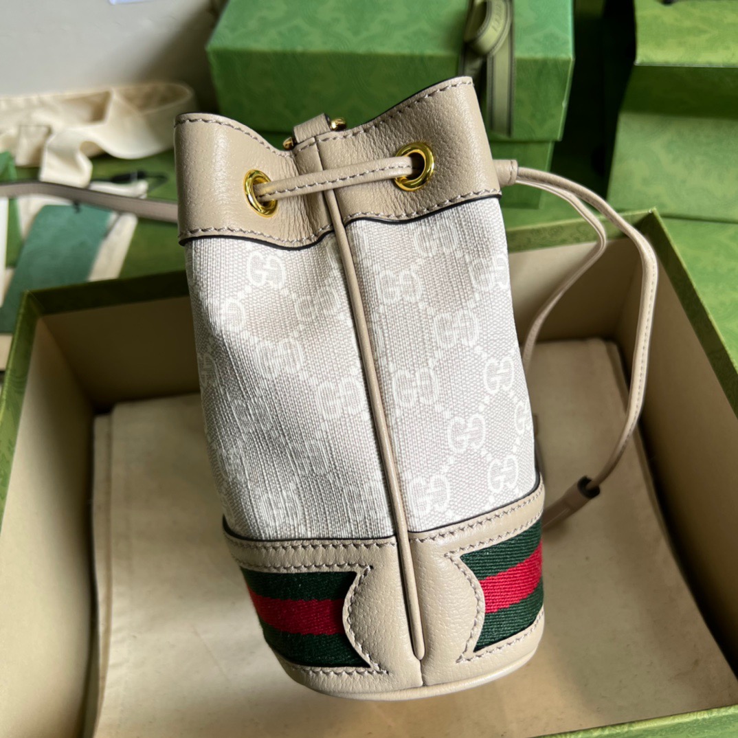 Gucci Ophidia Mini GG Bucket Bag White For Women, Women’s Bags 7.5in/19cm GG