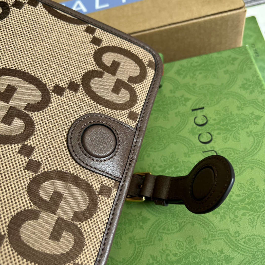 Gucci Ophidia Mini Jumbo GG Bag Camel And Ebony Jumbo GG Canvas  For Men 4.7in/12cm GG 