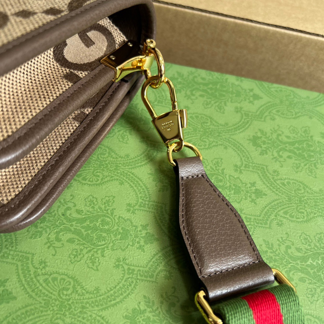 Gucci Ophidia Mini Jumbo GG Bag Camel And Ebony Jumbo GG Canvas  For Men 4.7in/12cm GG 