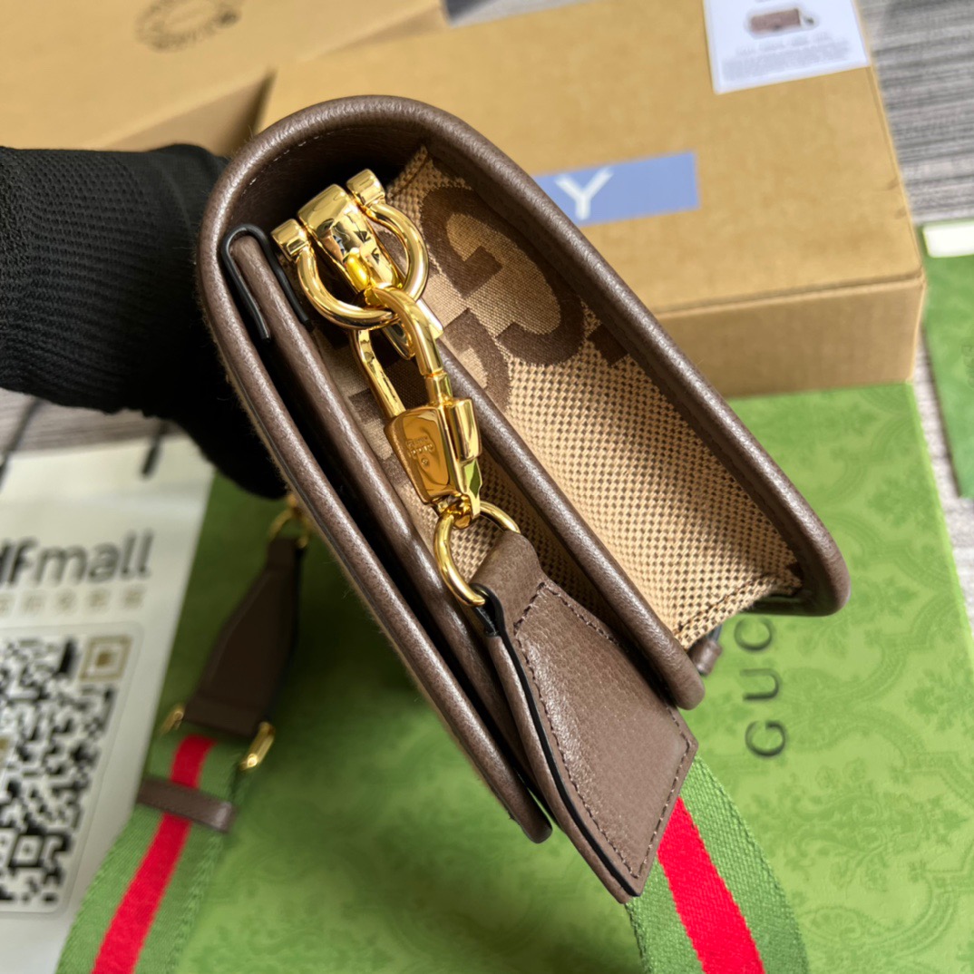 Gucci Ophidia Mini Jumbo GG Bag Camel And Ebony Jumbo GG Canvas  For Men 4.7in/12cm GG 