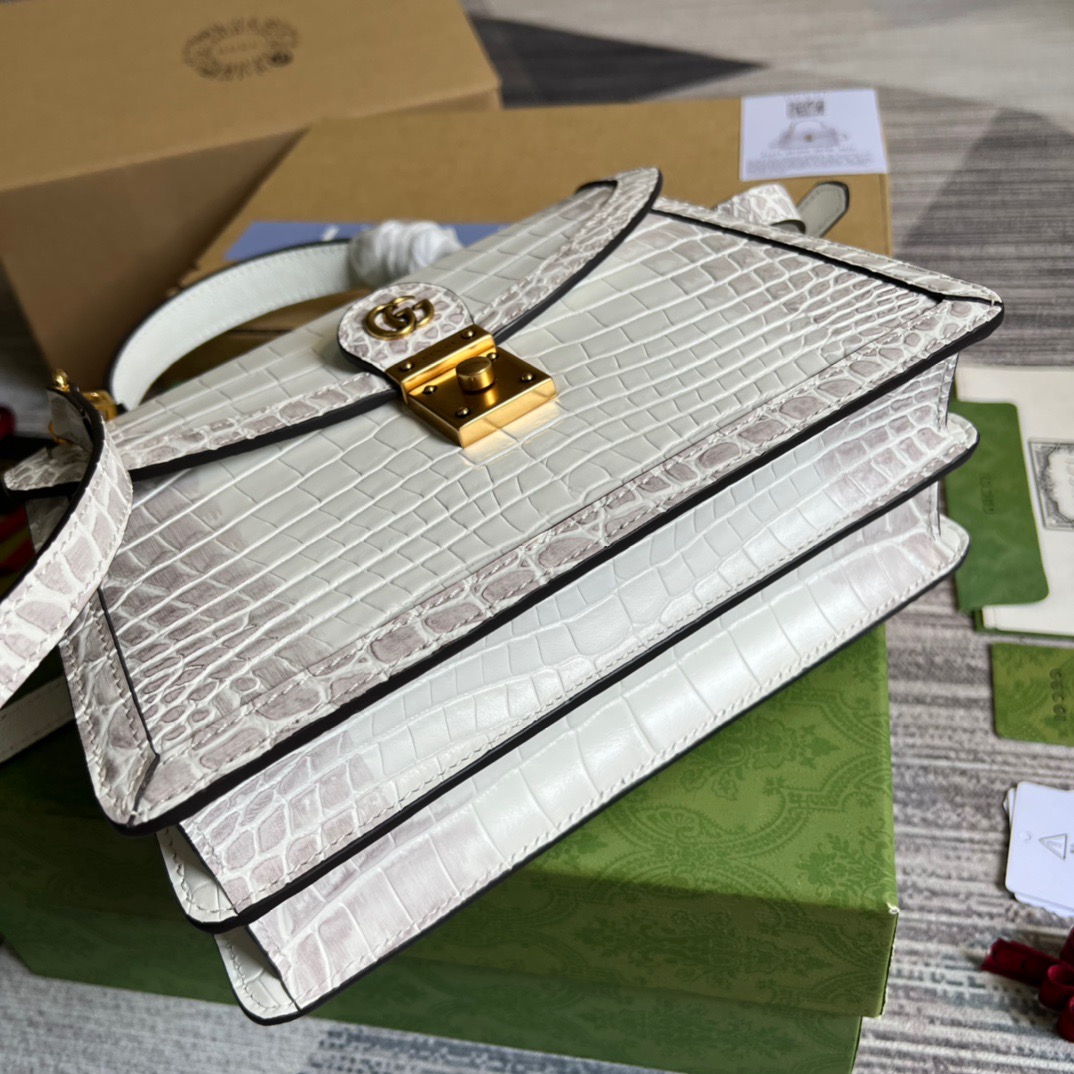 Gucci Ophidia Small GG Top Handle Bag White For Women, Women’s Bags 9.8in/25cm GG