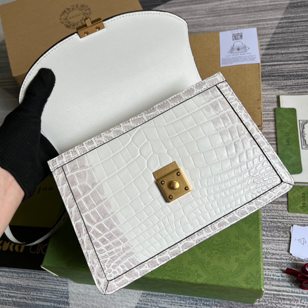 Gucci Ophidia Small GG Top Handle Bag White For Women, Women’s Bags 9.8in/25cm GG