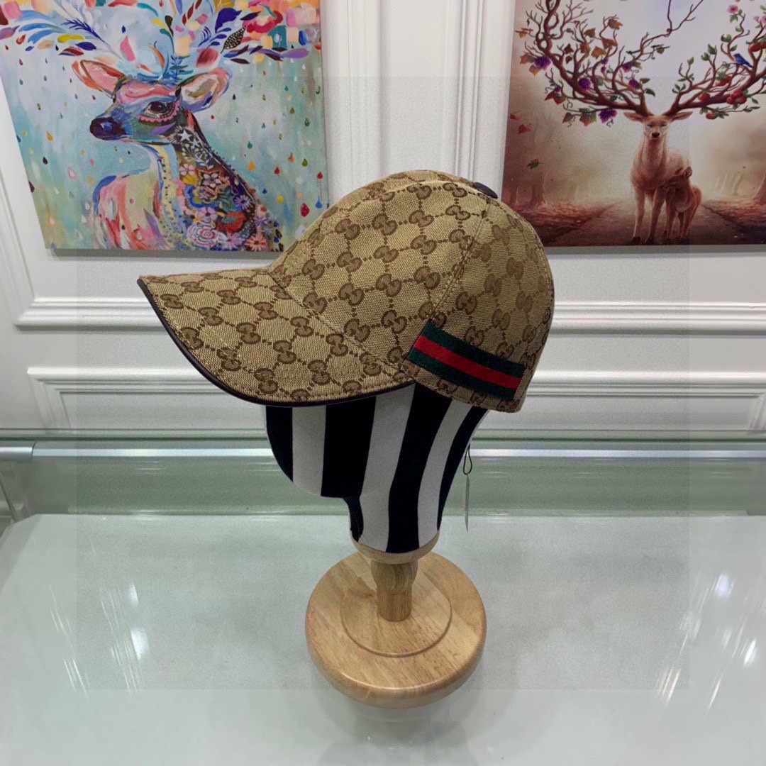 Gucci Original GG Canvas Baseball Hat With Web Beige/Ebony GG Hat