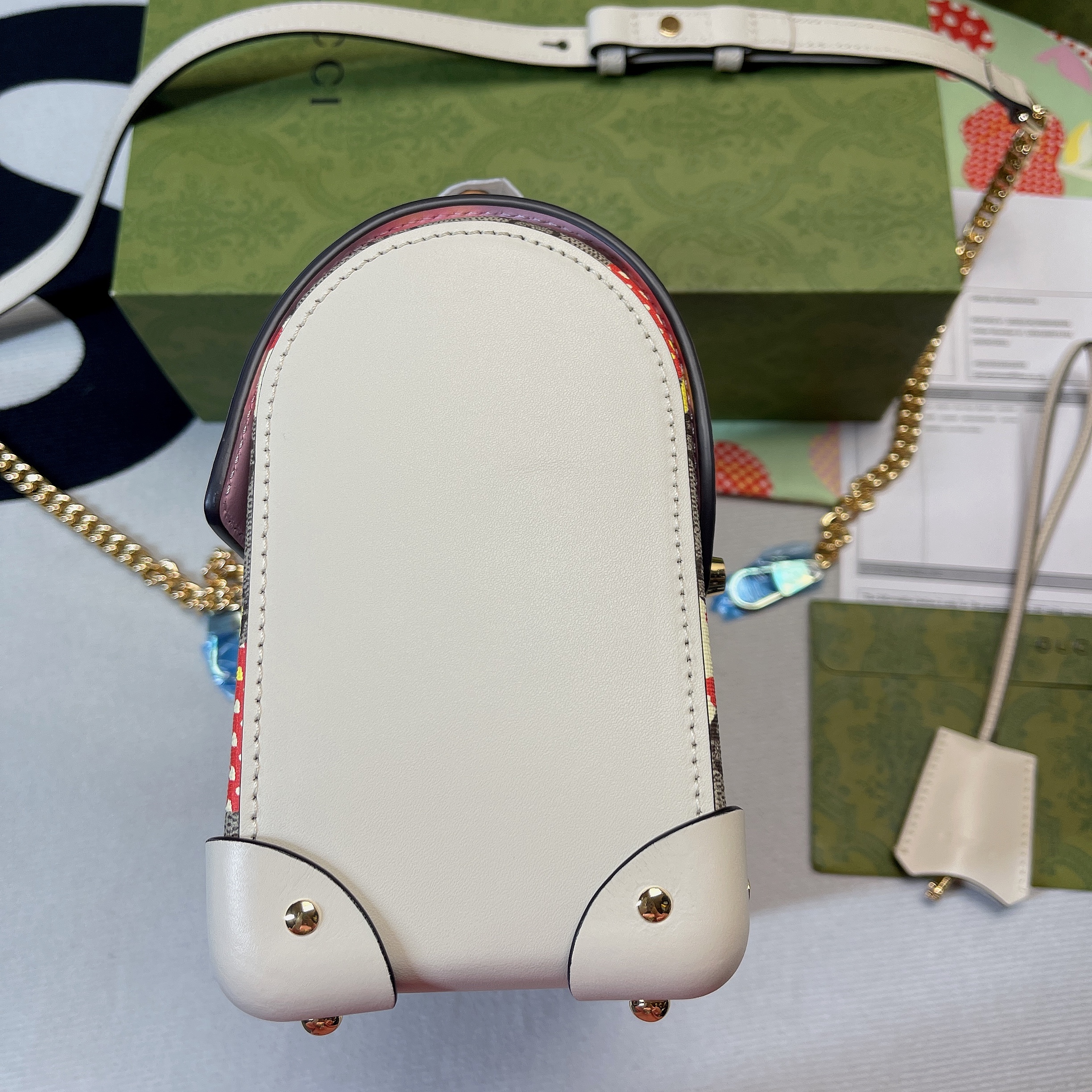 Gucci Padlock GG Small amboo Strawberry Shoulder Bag Beige For Women, Women’s Bags 9.5in/24cm GG