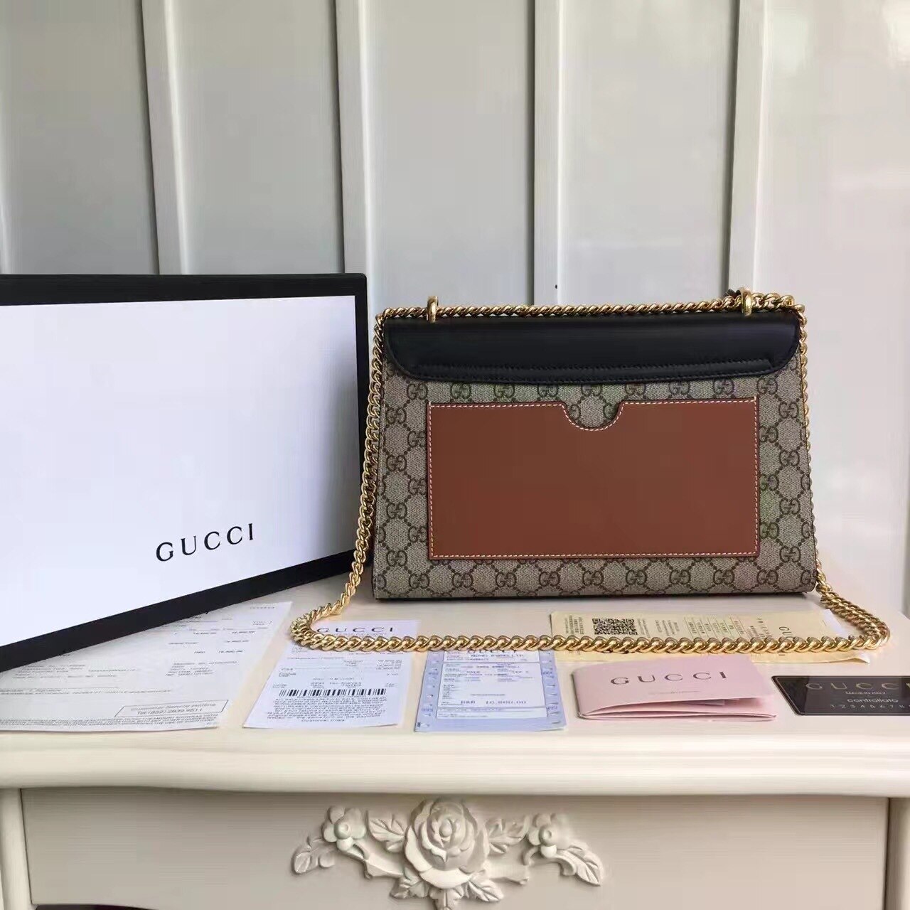 Gucci Padlock Medium GG Shoulder Bag Beige/Ebony Supreme Canvas For Women, Women’s Handbags, Crossbody Bags 12in/30cm GG 409486